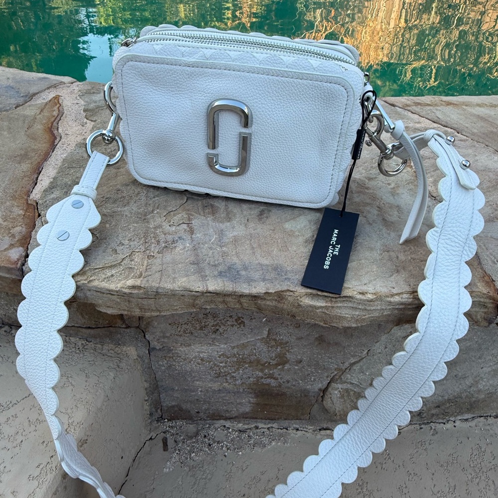 Marc Jacobs Cream Crossbody Bag with Scalloped Strap